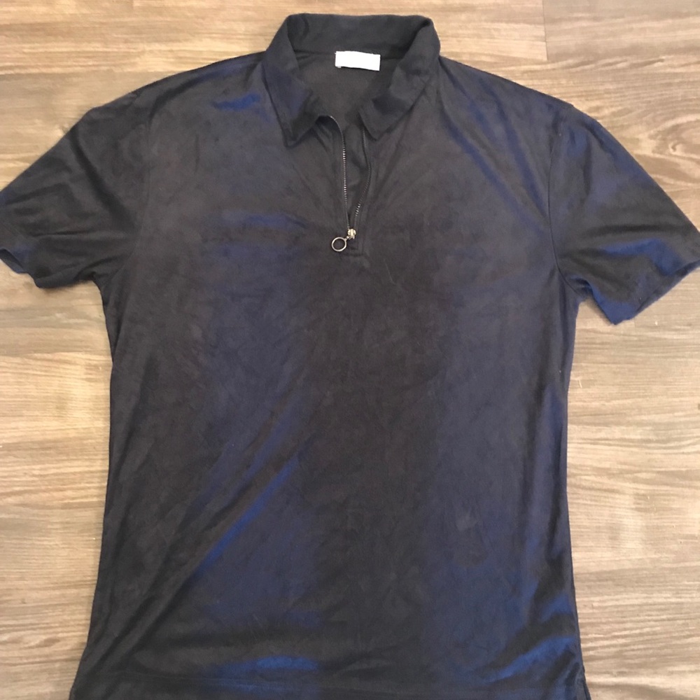 ZARA MAN Navy Blue Zip Velvet Shirt Size M
